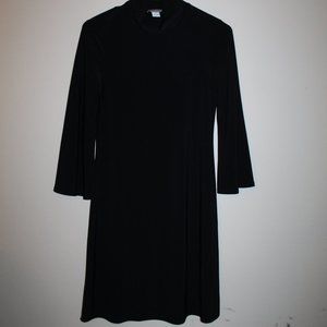 WHBM Smock Neck Black Bell Sleeve Dress Size Small